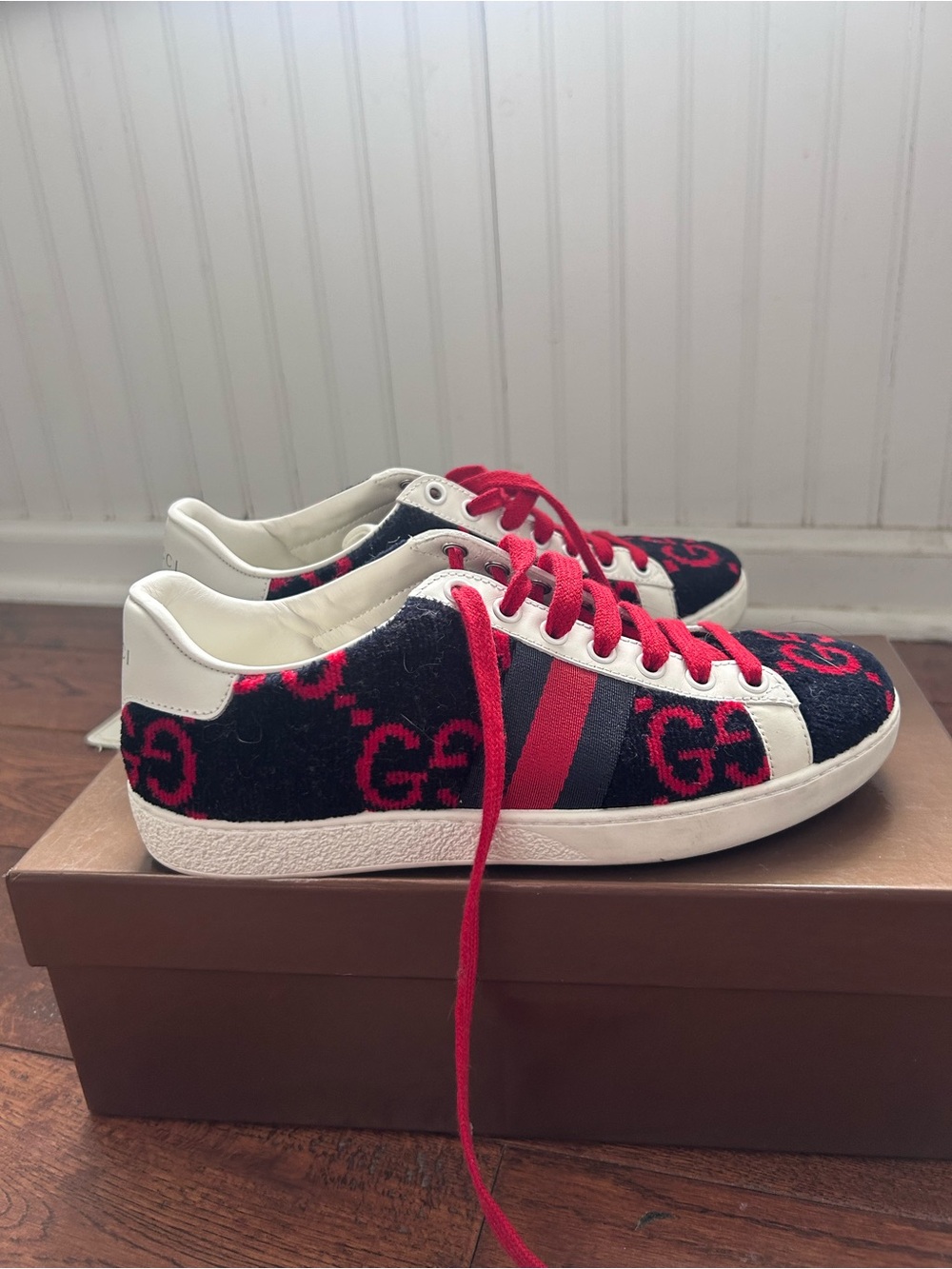 Gucci Black & Red GG Stripe Sneakers